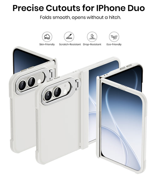WSKEN Magnetic iPhone Duo Case with Stand & Screen Protector, White - WSKEN