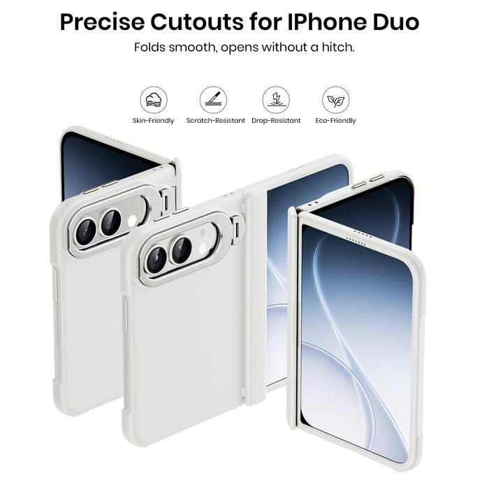 WSKEN Magnetic iPhone Duo Case with Stand & Screen Protector, White