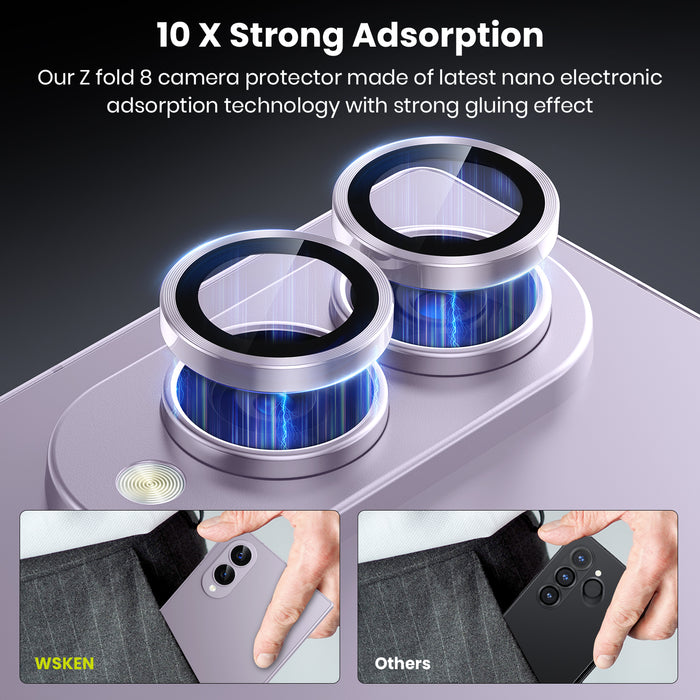 WSKEN Z Fold 8 Camera Lens Protector Case Cover - Anti Reflective Lavender