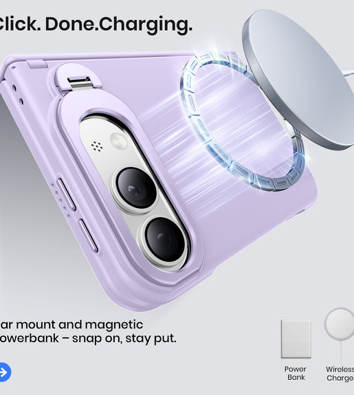WSKEN Magnetic iPhone Duo Case with Stand & Screen Protector, Purple - WSKEN