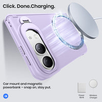 WSKEN Magnetic iPhone Duo Case with Stand & Screen Protector, Purple - WSKEN