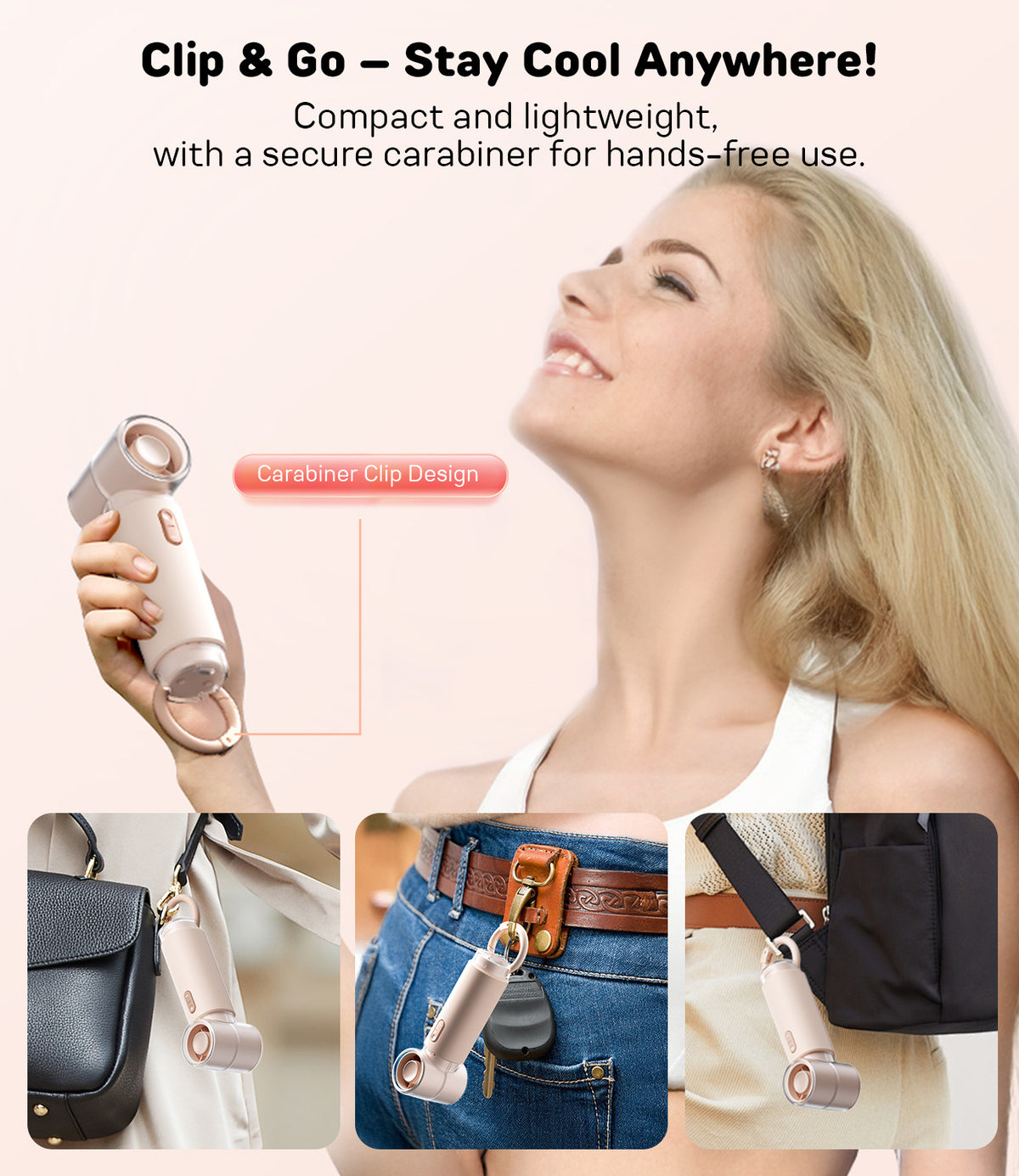 WSKEN Handheld Portable Mini Fan, 5 Speeds 30000mAh - WSKEN