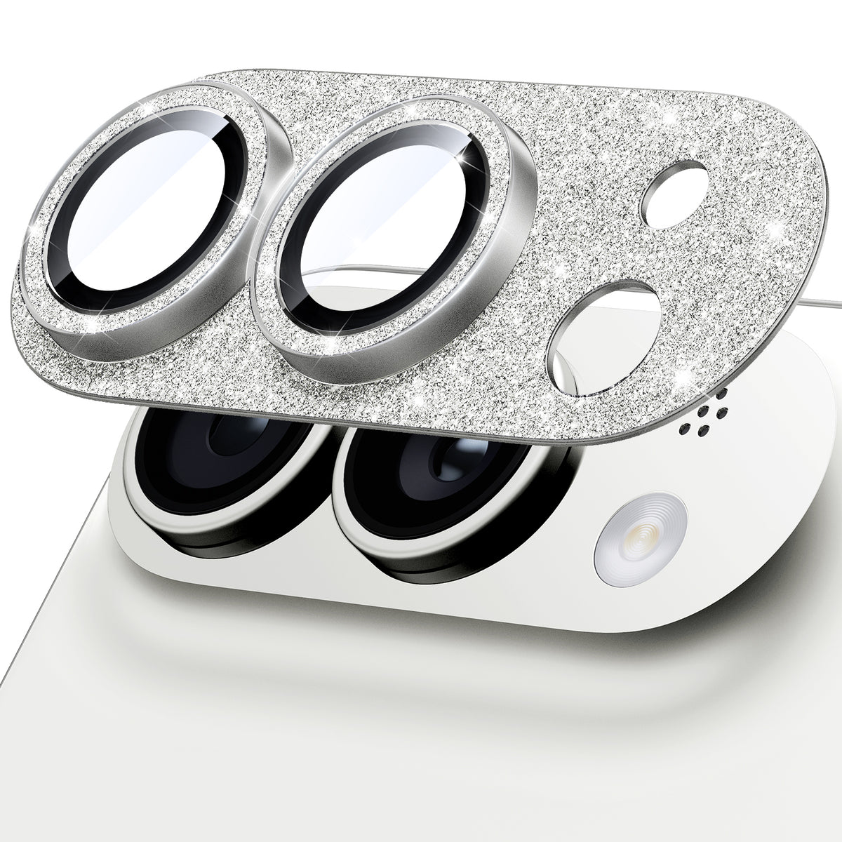 WSKEN iPhone Duo Camera Lens Protector - Military Grade Design Glitter Silver - WSKEN