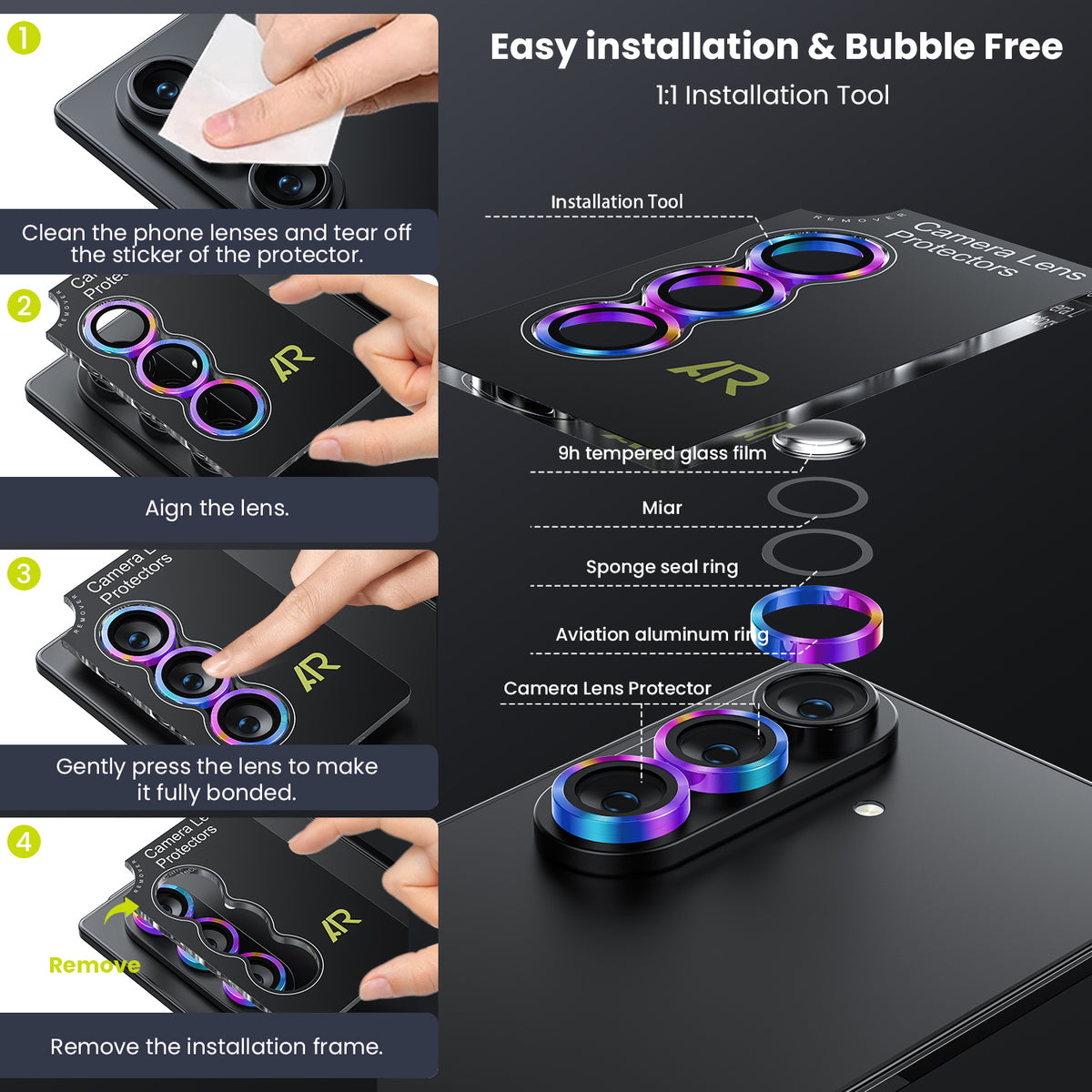 WSKEN Z Fold 8 Ultra Camera Lens Protector Case Cover - Anti Reflective Colorful - WSKEN