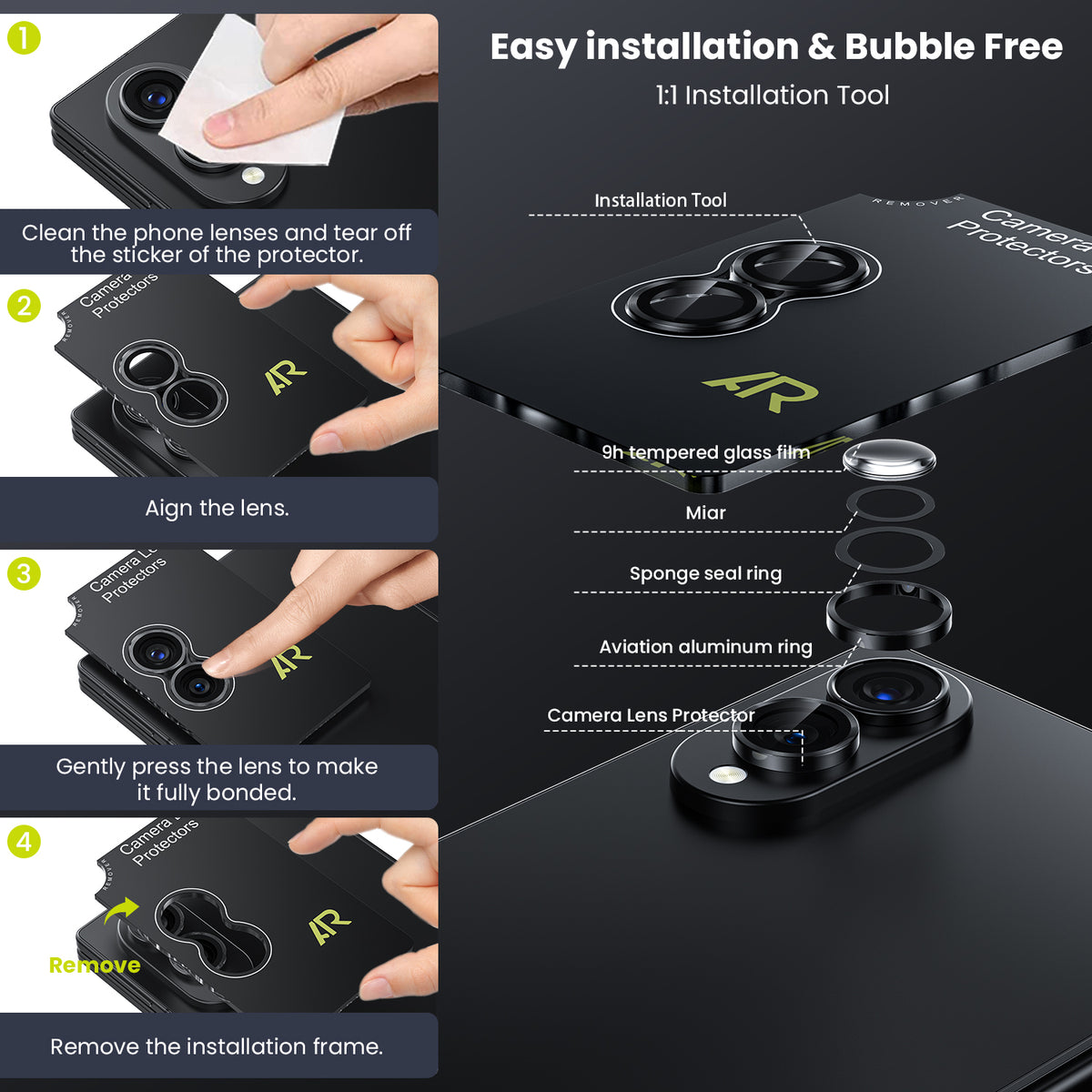 WSKEN Z Fold 8 Camera Lens Protector Case Cover - Anti Reflective Black — 6