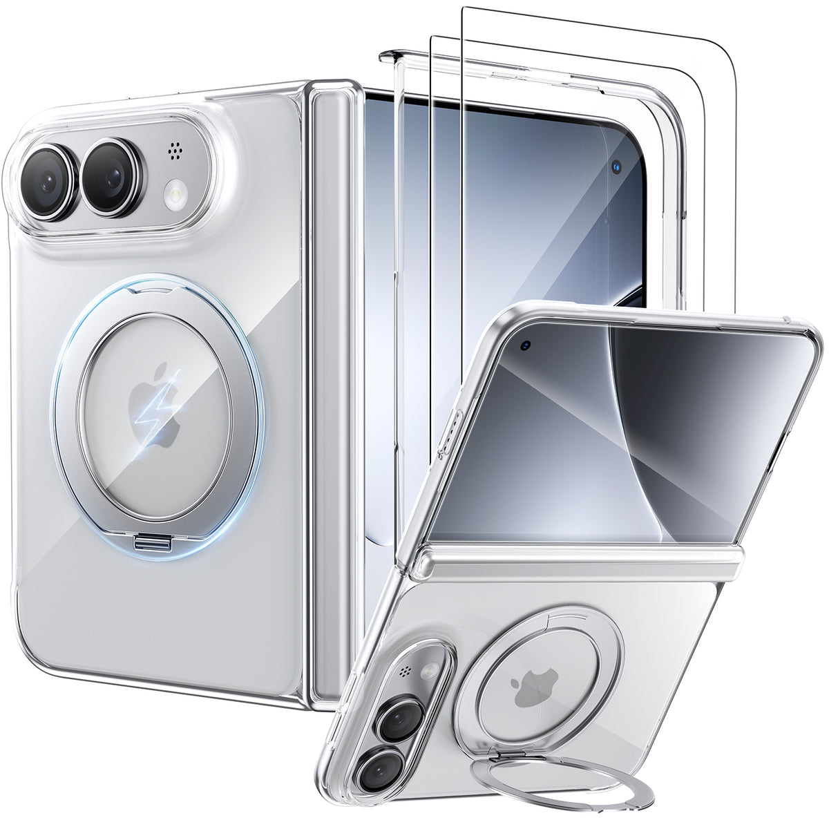 WSKEN iPhone Duo Case with Magnetic 360° Ring Stand - Clear - WSKEN