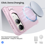 WSKEN Magnetic iPhone Duo Case with Stand & Screen Protector, Pink - WSKEN