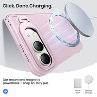 WSKEN Magnetic iPhone Duo Case with Stand & Screen Protector, Pink - WSKEN