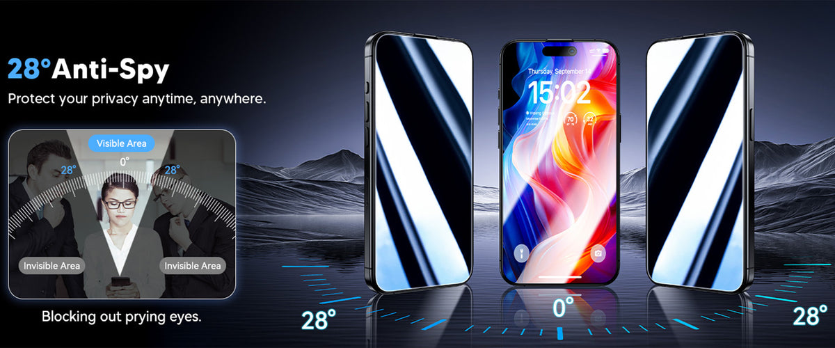 WSKEN 25° Sichtschutz-Displayschutzglas · 2er-Pack — iPhone 16 / iPhone 15