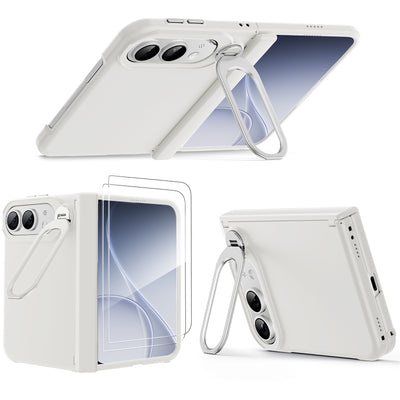 WSKEN Magnetic iPhone Duo Case with Stand & Screen Protector, White