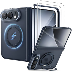 WSKEN iPhone Duo Case with Magnetic 360° Ring Stand - Matte Blue - WSKEN