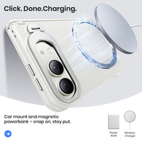 WSKEN Magnetic iPhone Duo Case with Stand & Screen Protector, White - WSKEN