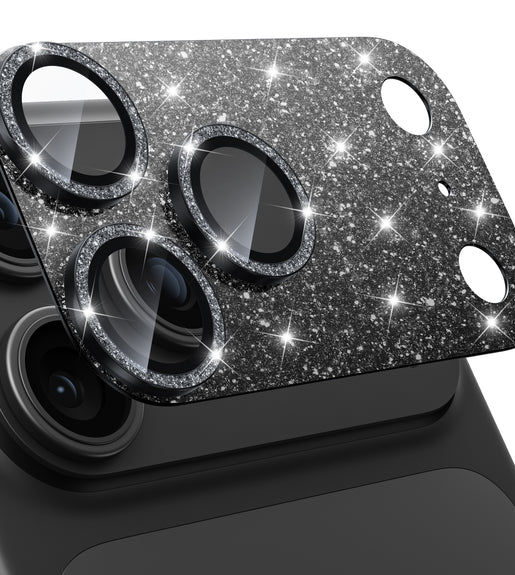 WSKEN iPhone 18 Pro Camera Lens Protector - Military Grade Design Glitter Black