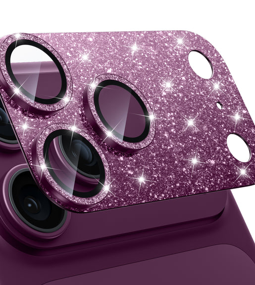 WSKEN for iPhone 18 Pro Camera Lens Protector - Military Grade Design Glitter Burgundy