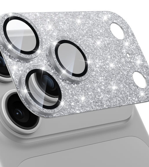 WSKEN iPhone 18 Pro Camera Lens Protector - Military Grade Design Glitter Silver