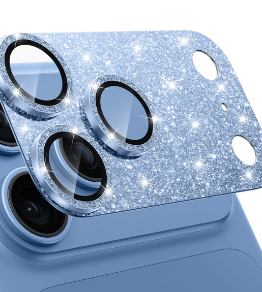 WSKEN iPhone 18 Pro Camera Lens Protector - Military Grade Design Glitter Blue