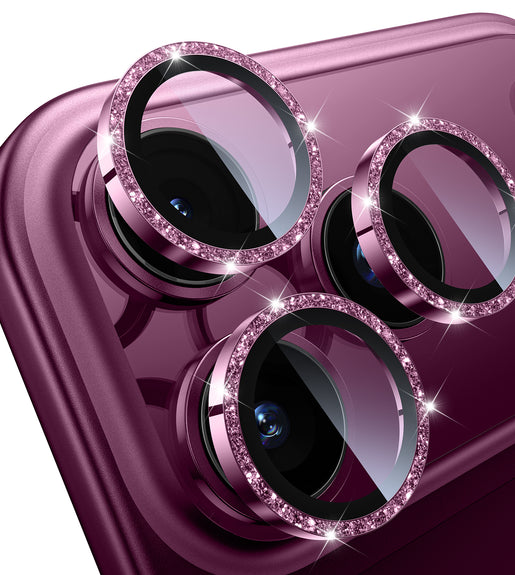 WSKEN iPhone 18 Pro/iPhone 18 Pro Max Camera Lens Protector - Glitter Burgundy