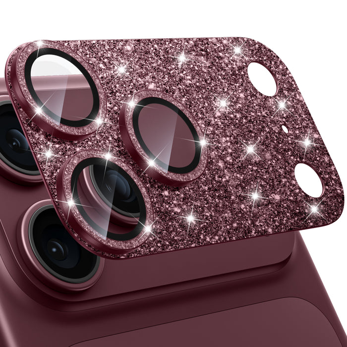WSKEN iPhone 18 Pro Max Camera Lens Protector - Military Grade Design Glitter Burgundy - WSKEN