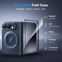 WSKEN iPhone Duo Case with Magnetic 360° Ring Stand - Matte Blue - WSKEN
