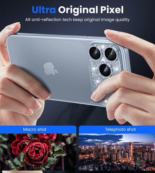 WSKEN iPhone 18 Pro Max Camera Lens Protector - Military Grade Design Glitter Glacier