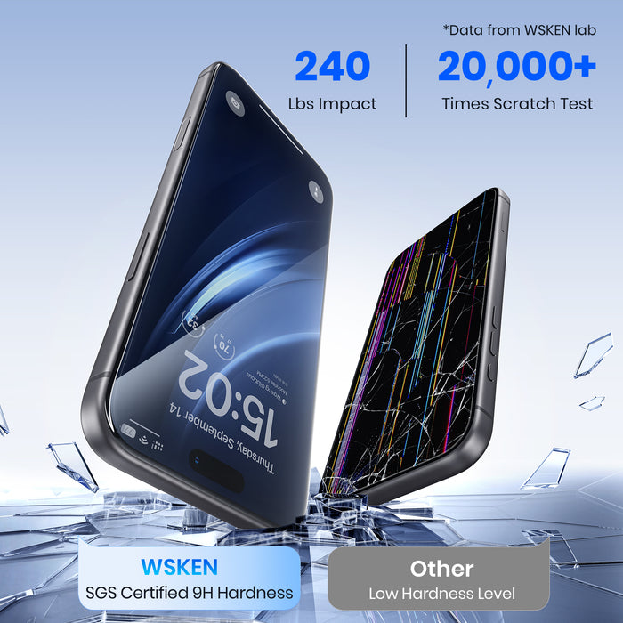 WSKEN Screen Protector for iPhone 18 Pro - Edege to Edges,No Bubbles 2 PCS Clear 3D