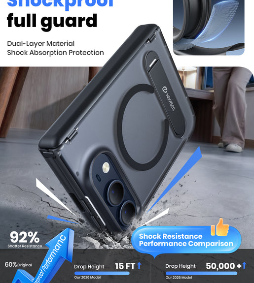 WSKEN Magnetic iPhone Duo Case with Stand, Translucent Matte Black - WSKEN