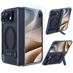 WSKEN Magnetic iPhone Duo Case with Stand, Translucent Matte Blue - WSKEN