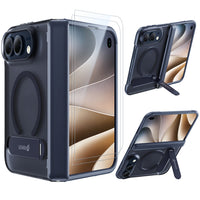 WSKEN Magnetic iPhone Duo Case with Stand, Translucent Matte Blue - WSKEN