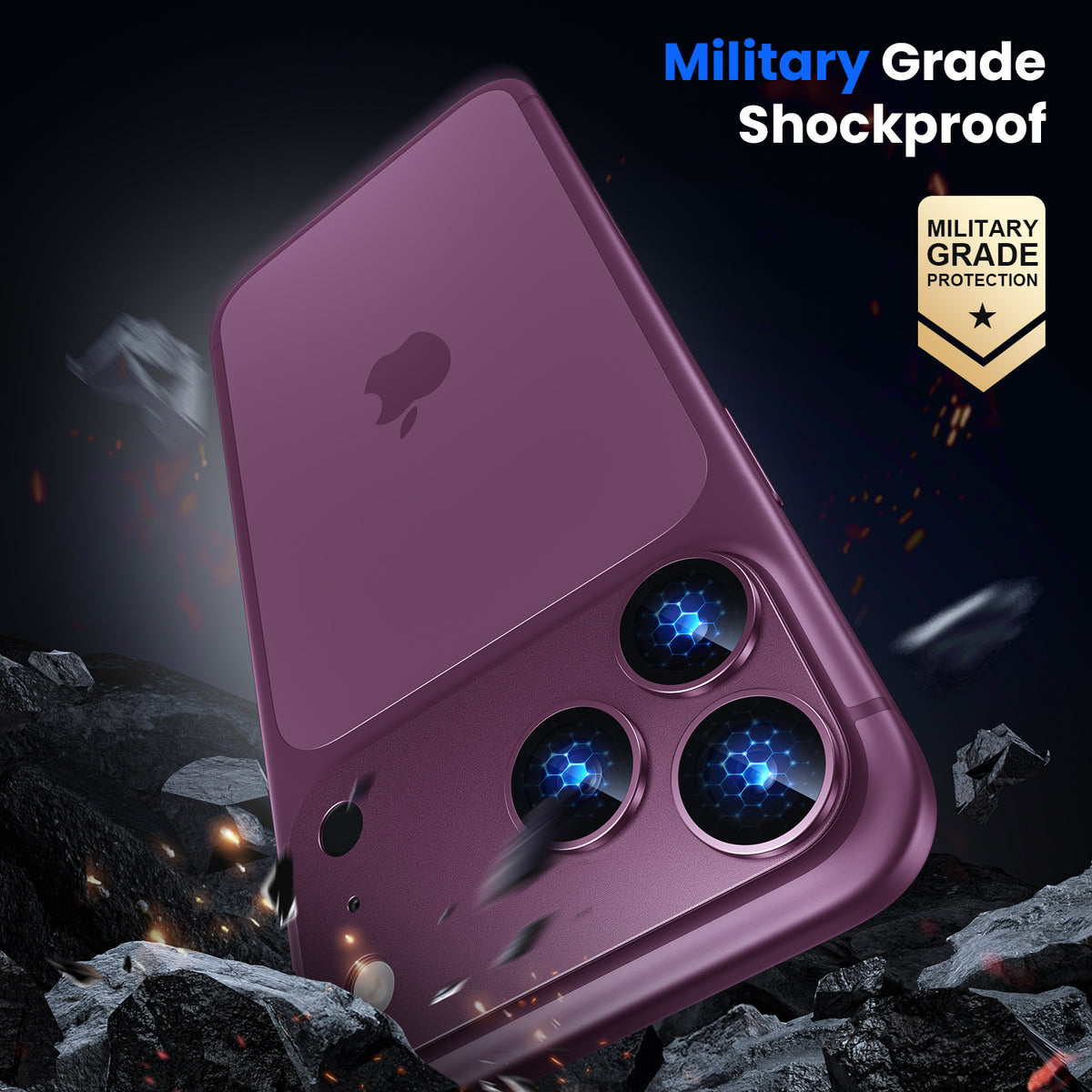 WSKEN iPhone 18 Pro Max Camera Lens Protector - Military Grade Design Burgundy - WSKEN
