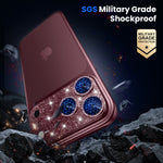 WSKEN iPhone 18 Pro Max Camera Lens Protector - Military Grade Design Glitter Burgundy - WSKEN