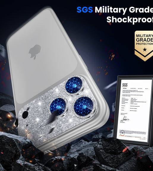 WSKEN iPhone 18 Pro Max Camera Lens Protector - Military Grade Design Glitter Silver