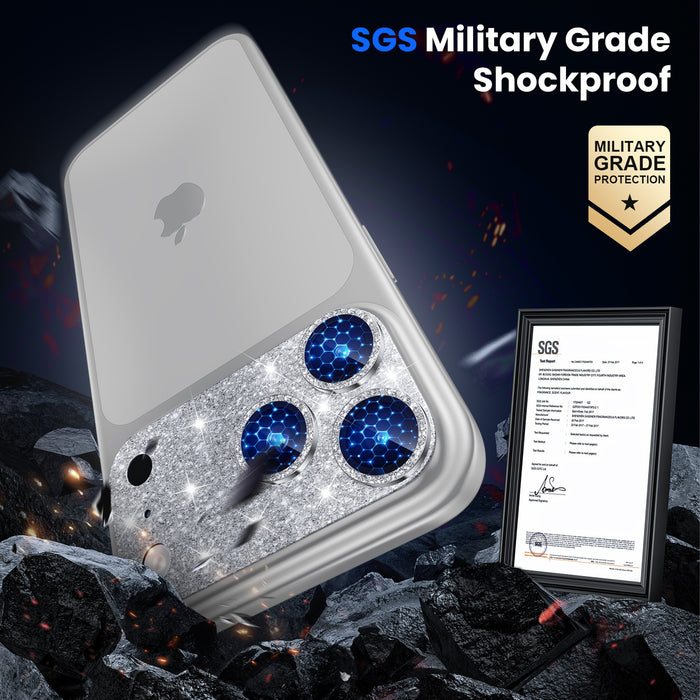 WSKEN iPhone 18 Pro Max Camera Lens Protector - Military Grade Design Glitter Silver