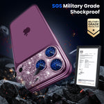WSKEN iPhone 18 Pro Camera Lens Protector - Military Grade Design Glitter Burgundy - WSKEN