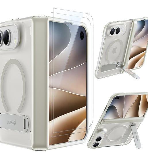 WSKEN Magnetic iPhone Duo Case with Stand, Translucent Matte White - WSKEN