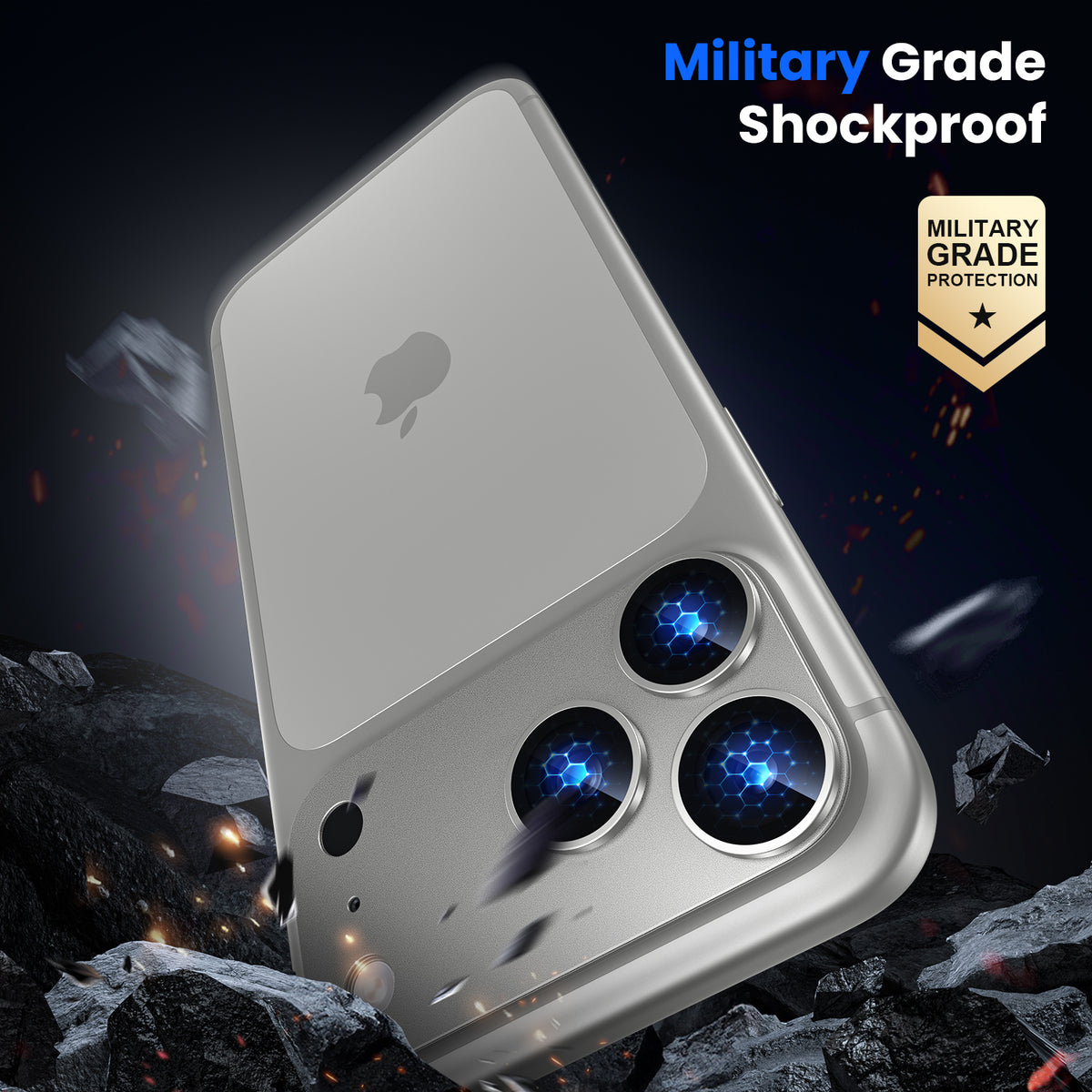 WSKEN iPhone 18 Pro Camera Lens Protector - Military Grade Design Silver - WSKEN