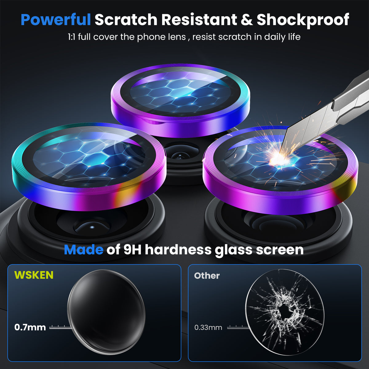 WSKEN iPhone 18 Pro/iPhone 18 Pro Max Camera Lens Protector - Colorful - WSKEN