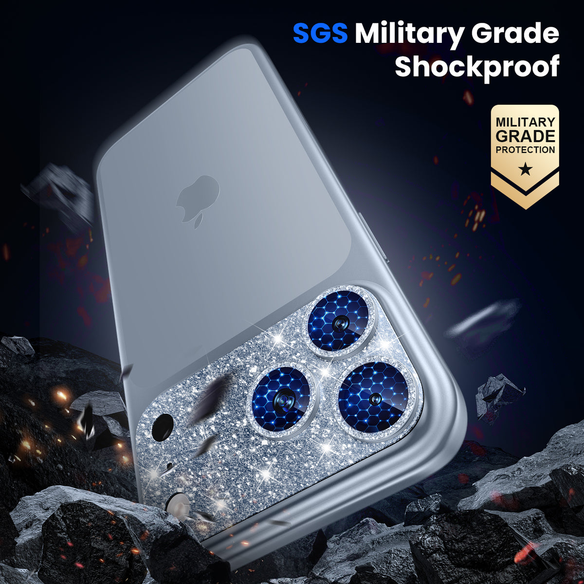WSKEN iPhone 18 Pro Max Camera Lens Protector - Military Grade Design Glitter Glacier - WSKEN