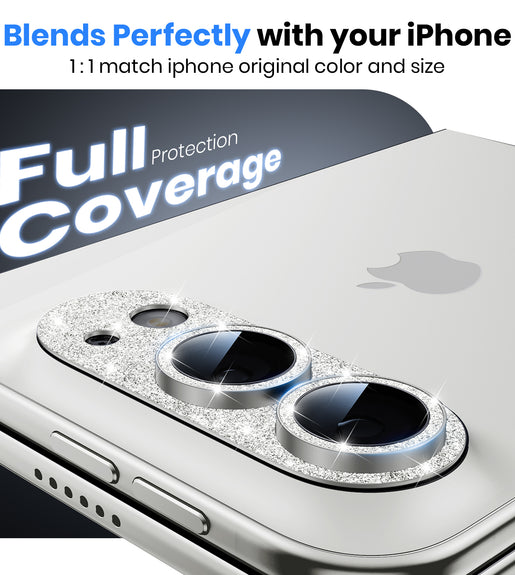 WSKEN iPhone Duo Camera Lens Protector - Military Grade Design Glitter Silver