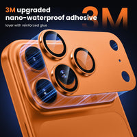 WSKEN for iPhone 17 Pro Camera Lens Protector - [Military Grade Shatterproof] [Strong Adhesion] Metal Aluminum Alloy Tempered Glass Camera Screen Protector, Orange Titanium - WSKEN