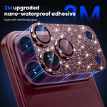 WSKEN iPhone 18 Pro Max Camera Lens Protector - Military Grade Design Glitter Burgundy - WSKEN