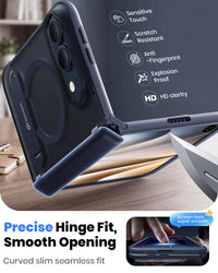 WSKEN Magnetic iPhone Duo Case with Stand, Translucent Matte Blue - WSKEN