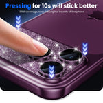 WSKEN iPhone 18 Pro Camera Lens Protector - Military Grade Design Glitter Burgundy - WSKEN