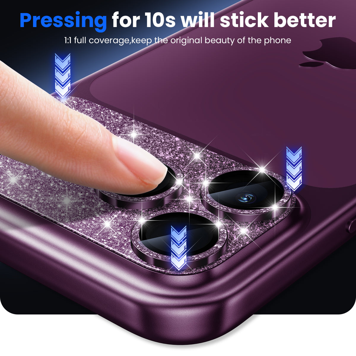 WSKEN iPhone 18 Pro Camera Lens Protector - Military Grade Design Glitter Burgundy - WSKEN