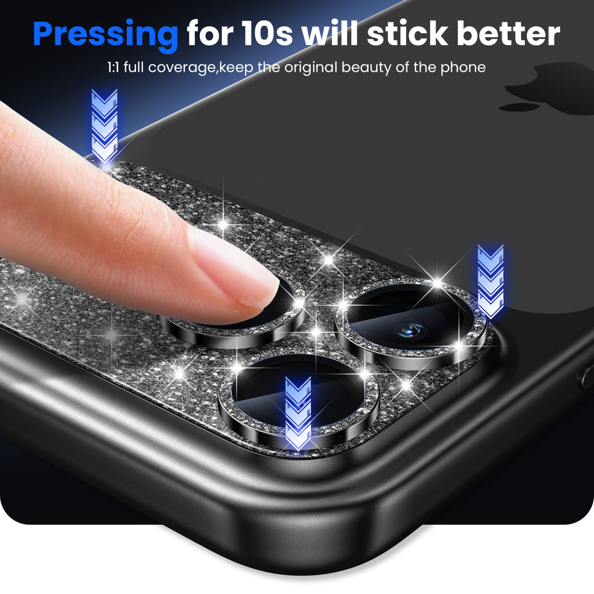 WSKEN iPhone 18 Pro Max Camera Lens Protector - Military Grade Design Glitter Black - WSKEN