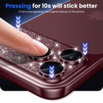 WSKEN iPhone 18 Pro Max Camera Lens Protector - Military Grade Design Glitter Burgundy - WSKEN