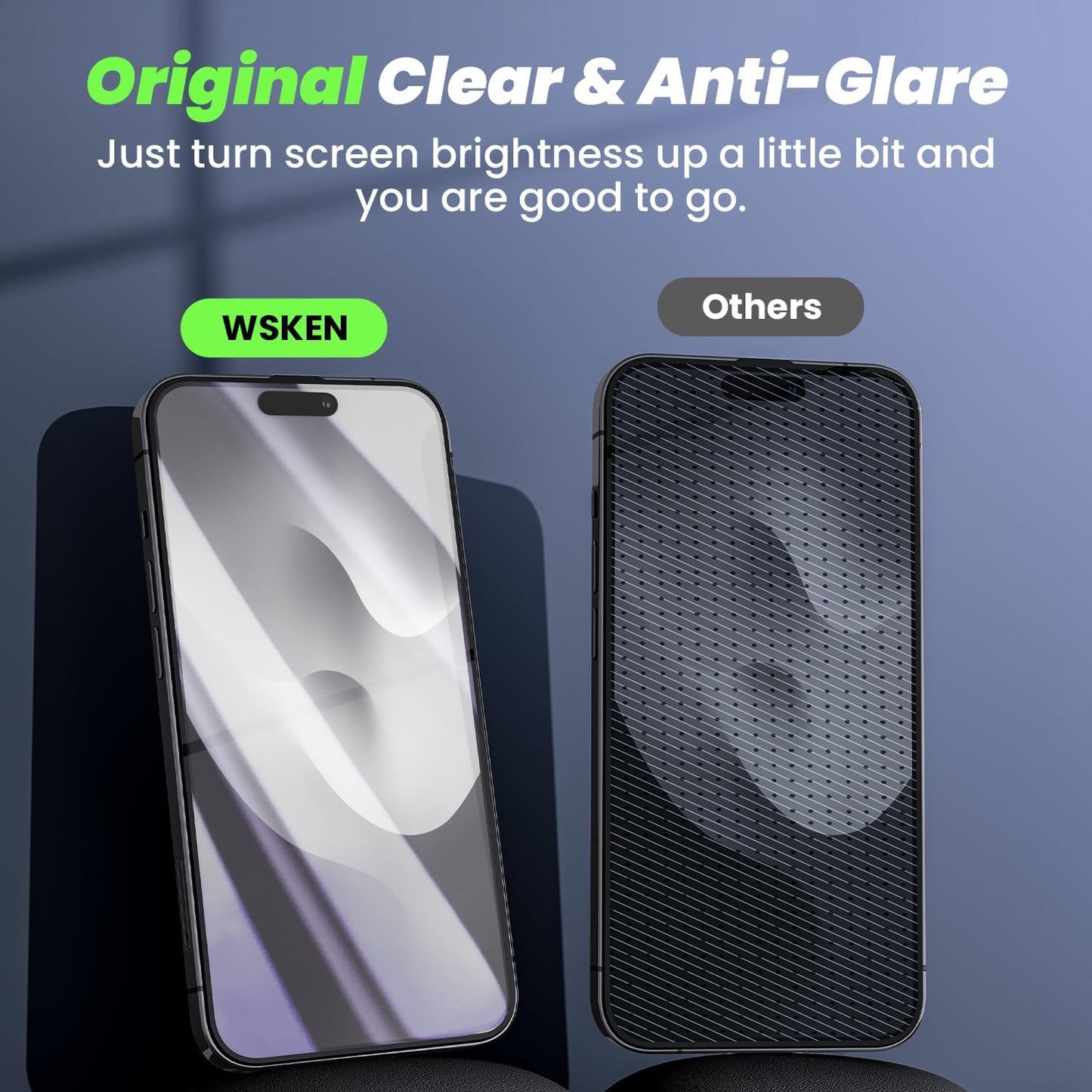 WSKEN 24° Privacy Screen Protector for iPhone 15 Pro (6.1 inch)/ iPhone 15 Pro Max (6.7 inch), [Zero Bubble][Auto Dust-Elimination] Anti Spy Tempered Glass [Anti-Reflective] Diamonds Hard HD Anti Peep Film