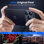WSKEN for iPhone 17 Pro Max Camera Lens Protector - [Military Grade Shatterproof] [Strong Adhesion] Metal Aluminum Alloy Tempered Glass Camera Screen Protector, Blue Titanium - WSKEN