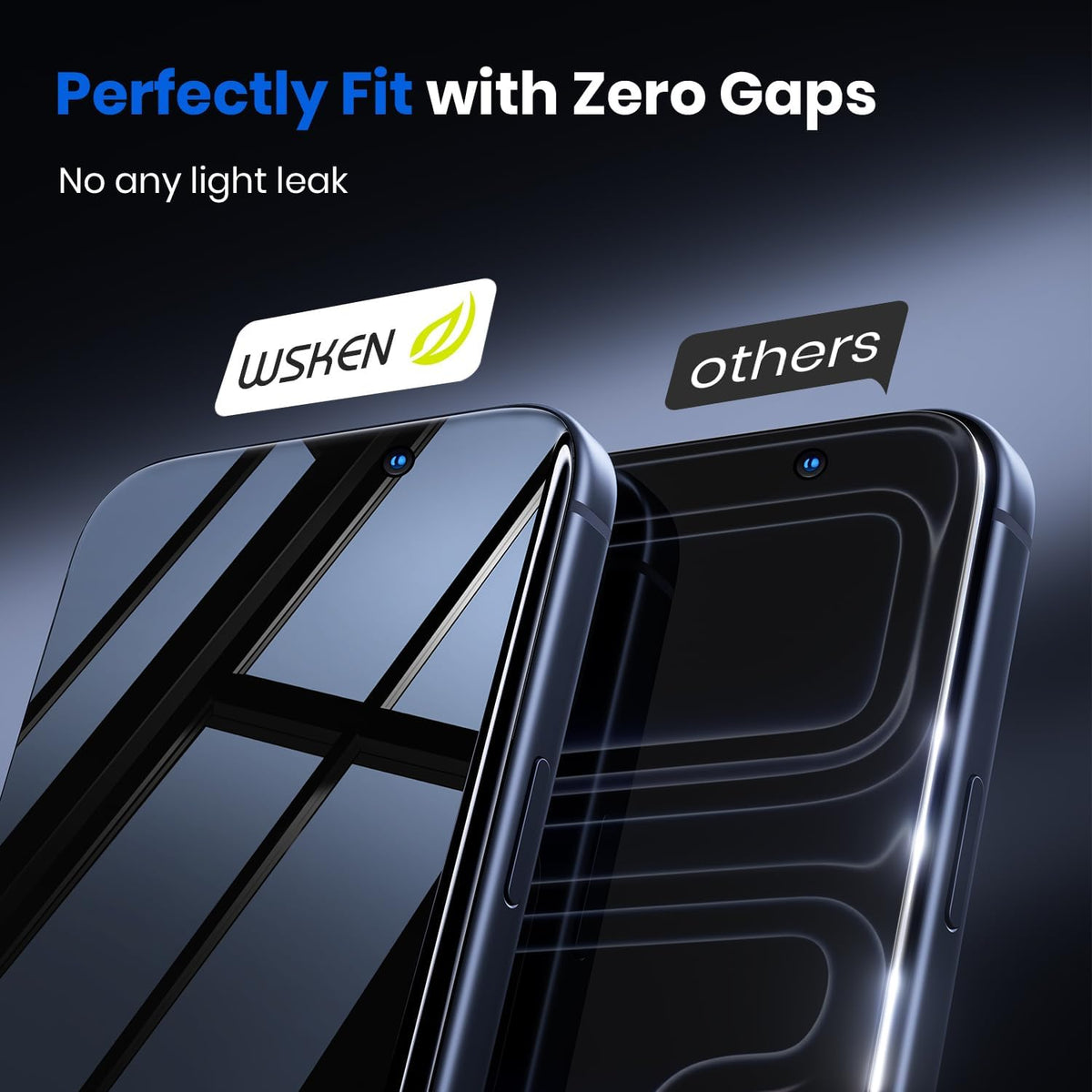 WSKEN Privacy Screen Protector for iPhone 17 Pro/iPhone 17 Pro Max - Full Coverage Tempered Glass, 24° Anti Spy Private Screen, Auto Alignment Installation Tool, Full Edge Case Friendly Protector - WSKEN