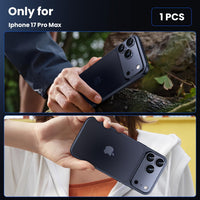 WSKEN for iPhone 17 Pro Max Camera Lens Protector - [Military Grade Shatterproof] [Strong Adhesion] Metal Aluminum Alloy Tempered Glass Camera Screen Protector, Blue Titanium - WSKEN