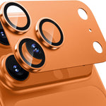 WSKEN for iPhone 17 Pro Camera Lens Protector - [Military Grade Shatterproof] [Strong Adhesion] Metal Aluminum Alloy Tempered Glass Camera Screen Protector, Orange Titanium - WSKEN